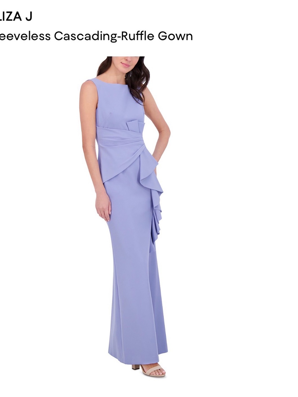 Eliza J Lilac Sleeveless Cascading-Ruffle Midi Dress